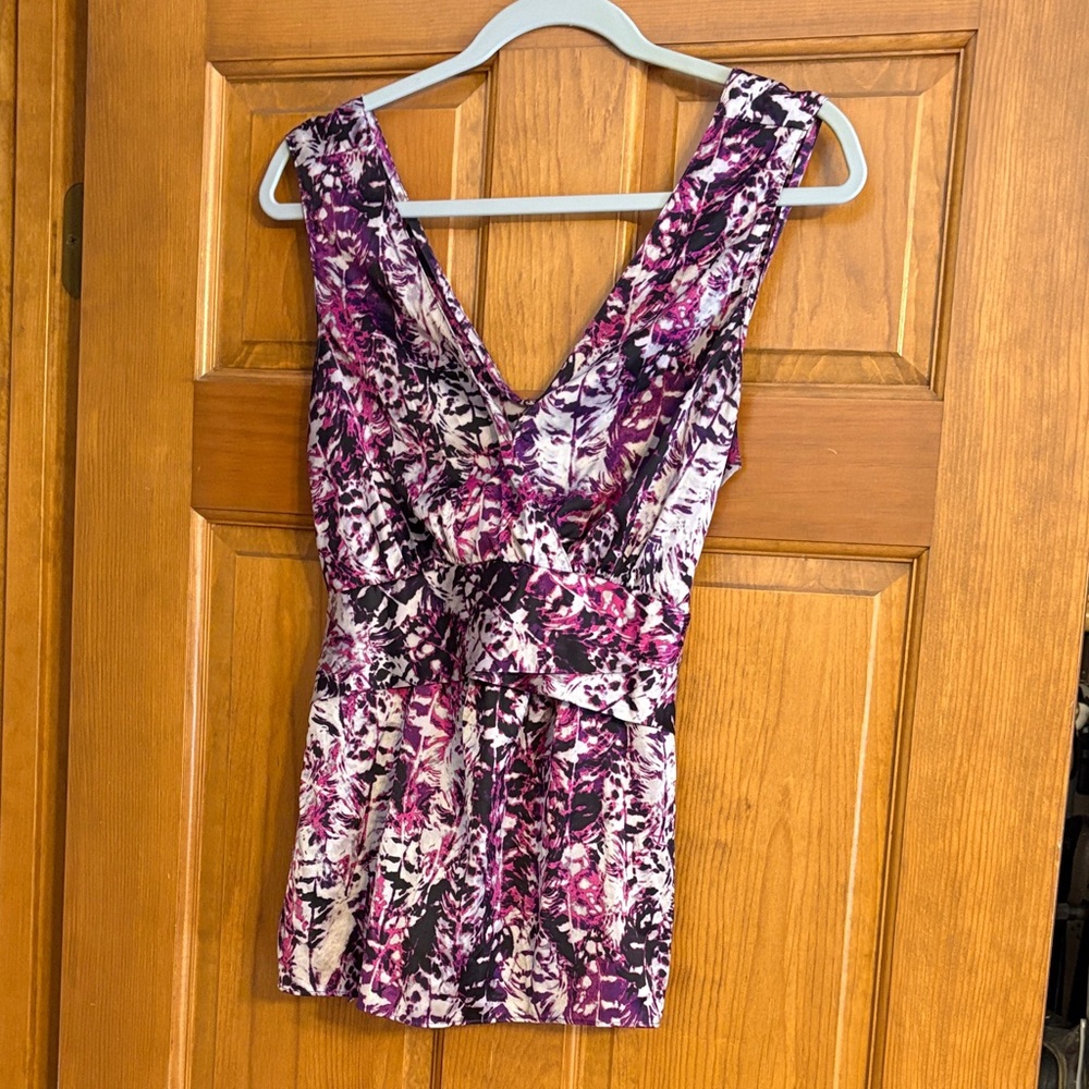 Ann Taylor Purple and Pink Patterned top